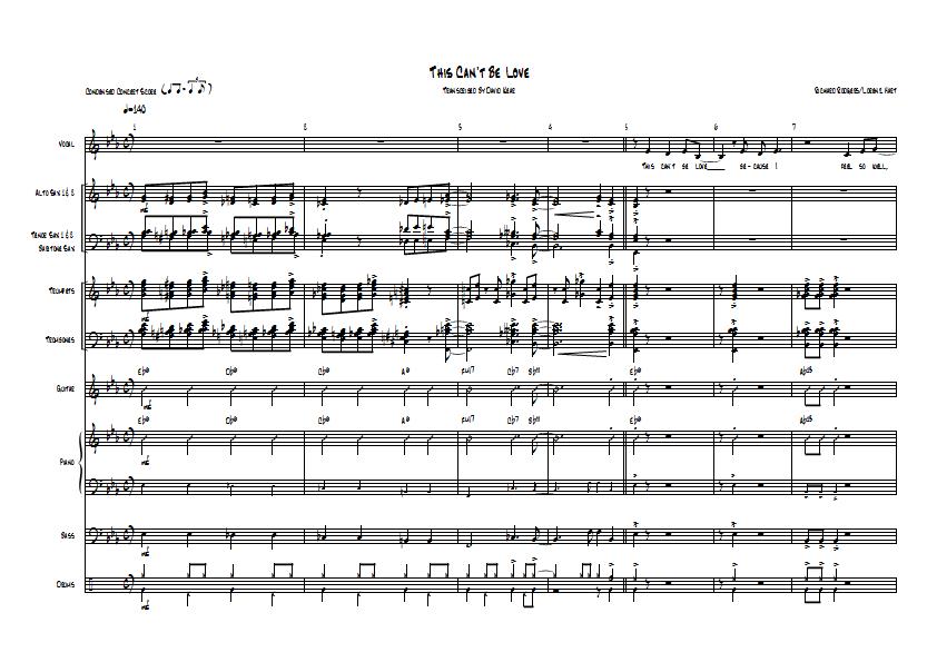 Natalie Cole - This Can't Be Love Sheet Music - Big Band Arrangement / Chart : Sample Image for Canada