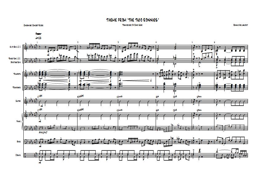 Ronnie Hazlehurst - Two Ronnies Theme Sheet Music - Big Band Arrangement / Chart : Sample Image for Canada